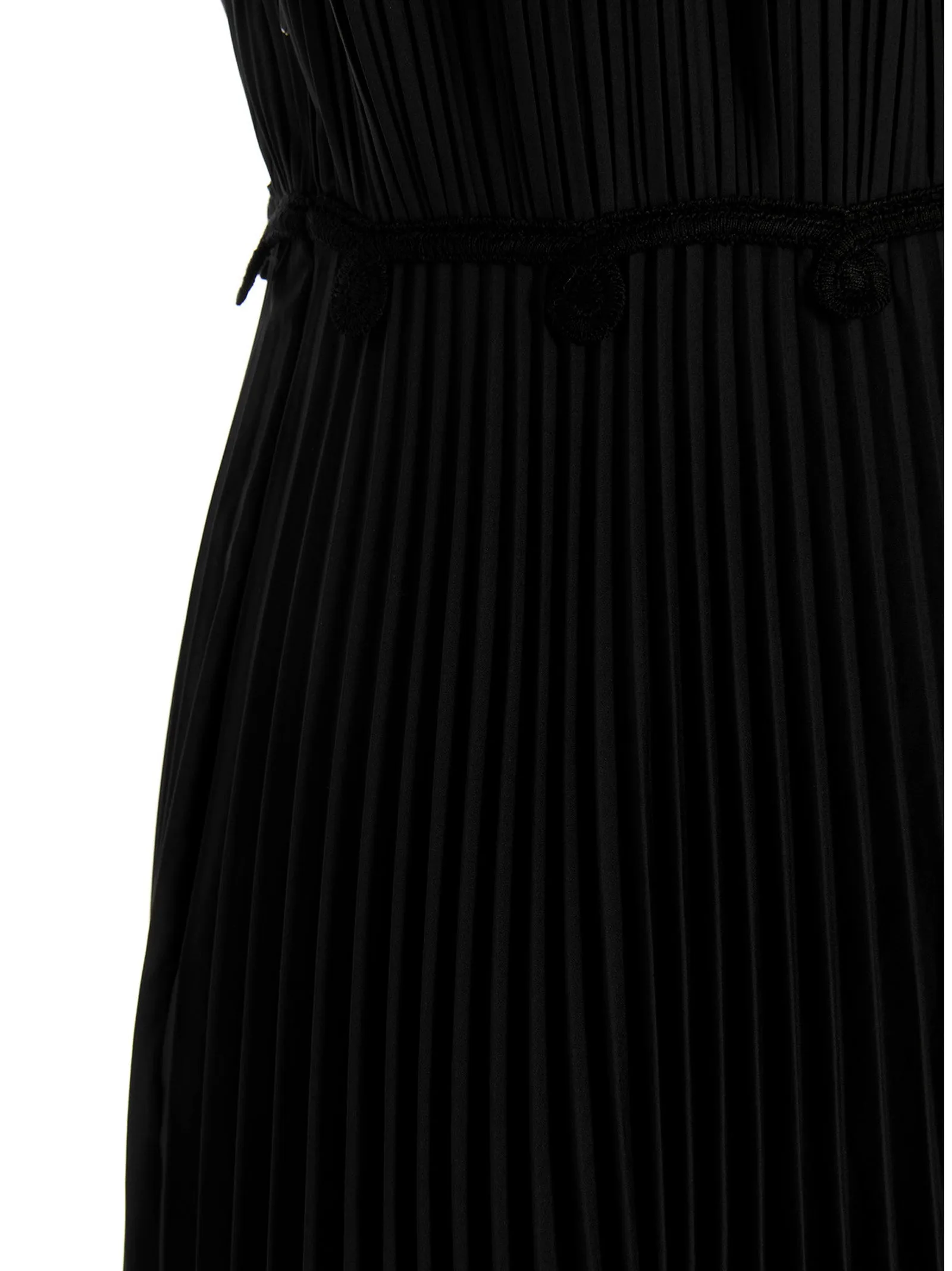 Alberta Ferretti Lace Embellished Pleated Sleeveless Gown