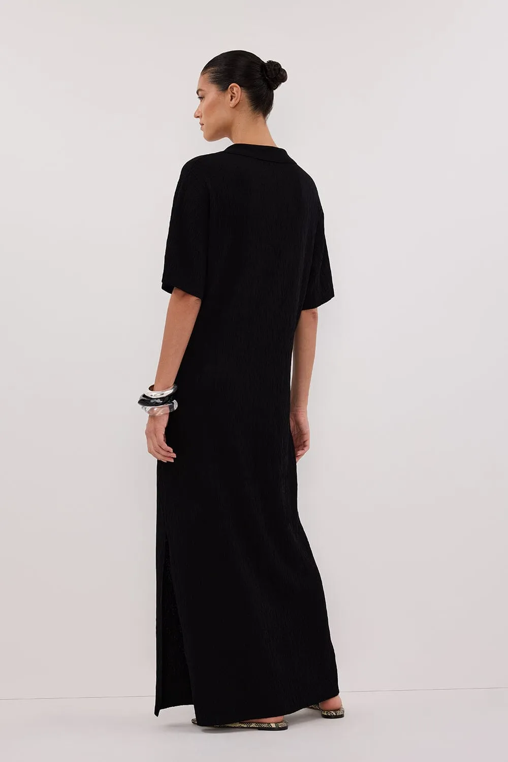 ALIAS BLACK POLO KNIT MIDI DRESS