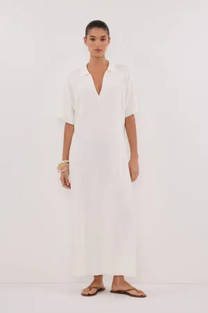 ALIAS WHITE POLO KNIT MIDI DRESS