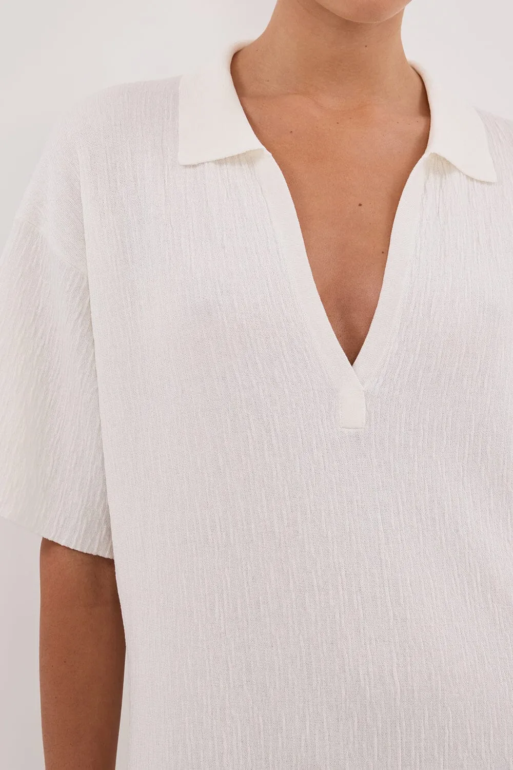 ALIAS WHITE POLO KNIT MIDI DRESS
