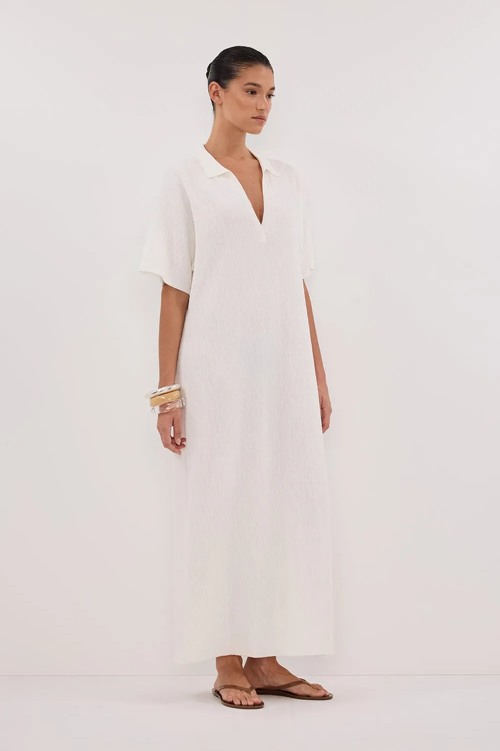 ALIAS WHITE POLO KNIT MIDI DRESS