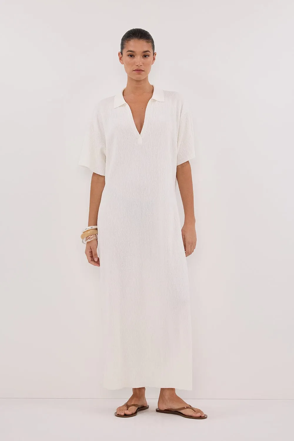 ALIAS WHITE POLO KNIT MIDI DRESS