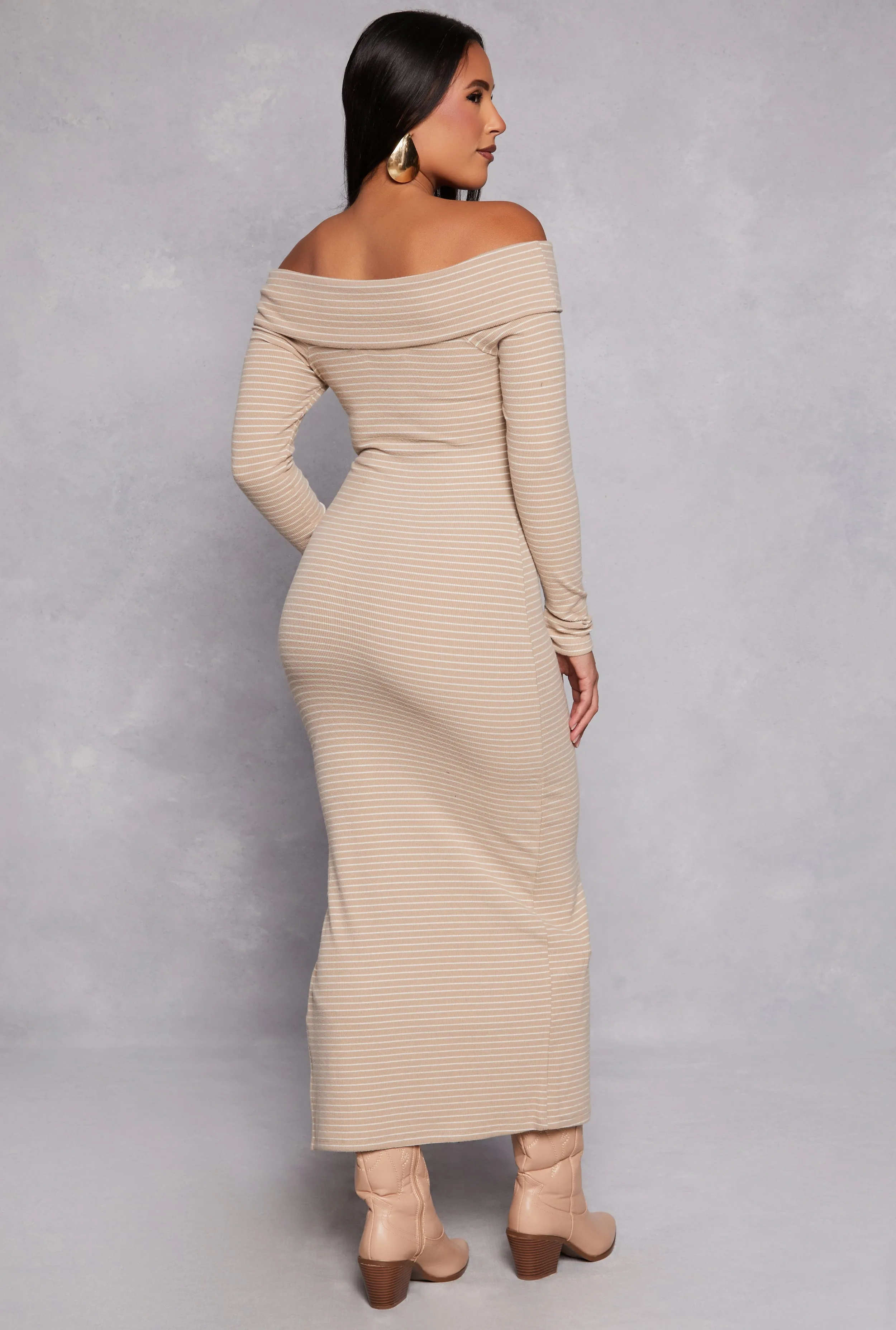 Almost Famous Striped Off the Shoulder Maxi Dress