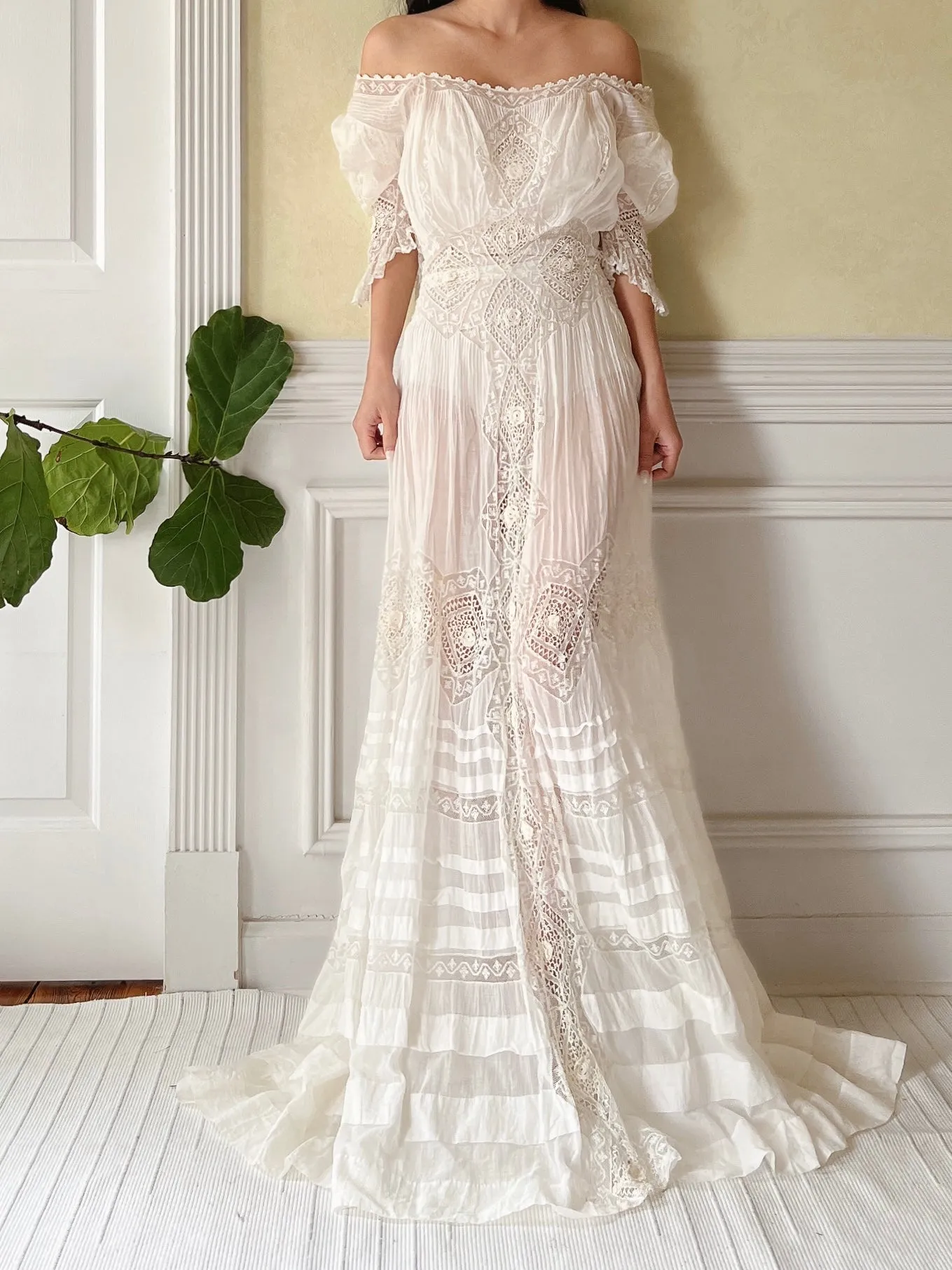 Antique Gibson Girl Cotton/Silk Gown - XS/S