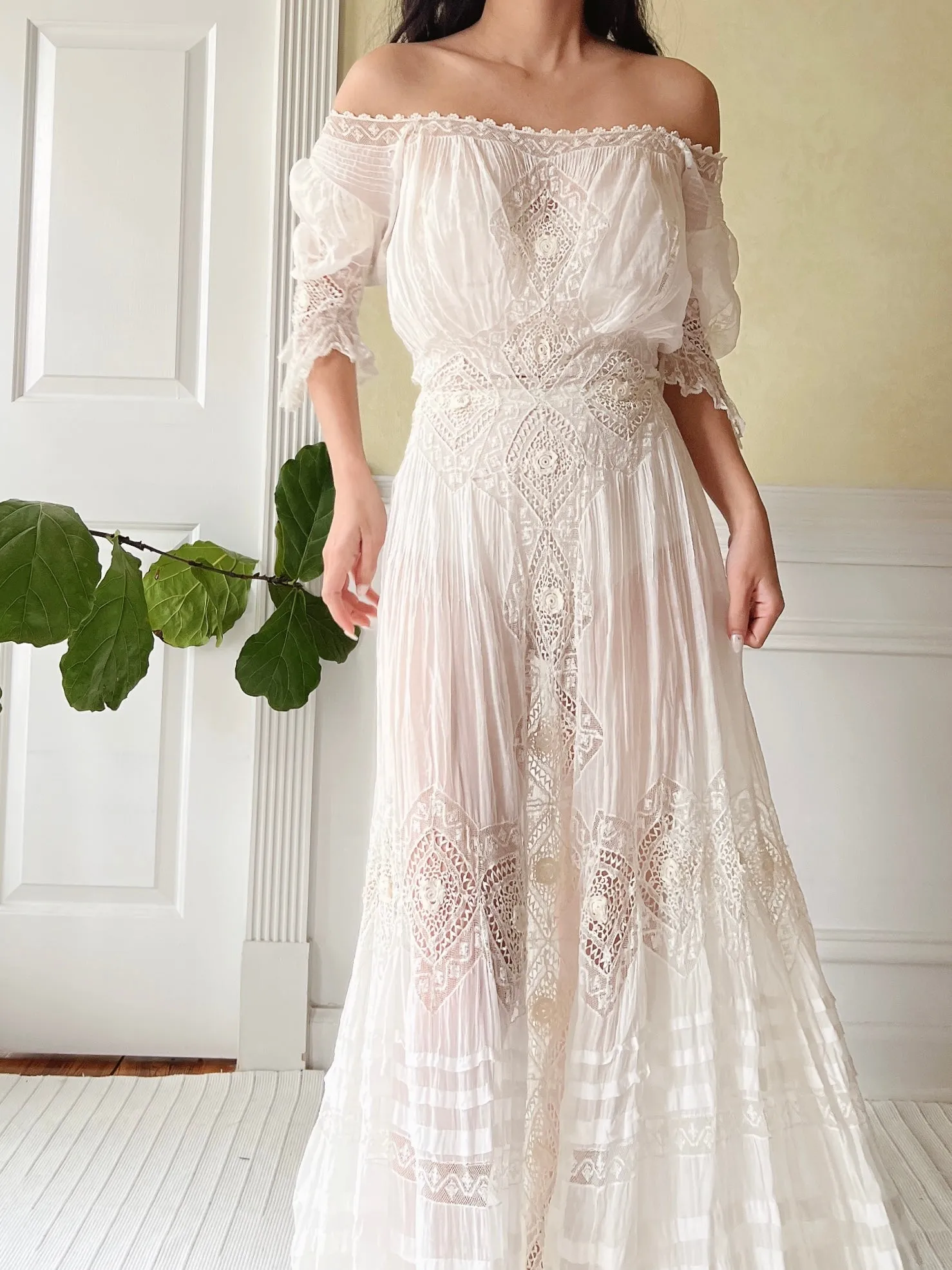 Antique Gibson Girl Cotton/Silk Gown - XS/S