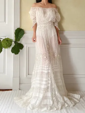 Antique Gibson Girl Cotton/Silk Gown - XS/S