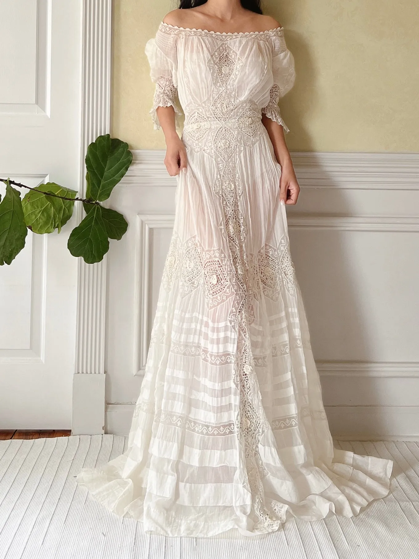 Antique Gibson Girl Cotton/Silk Gown - XS/S