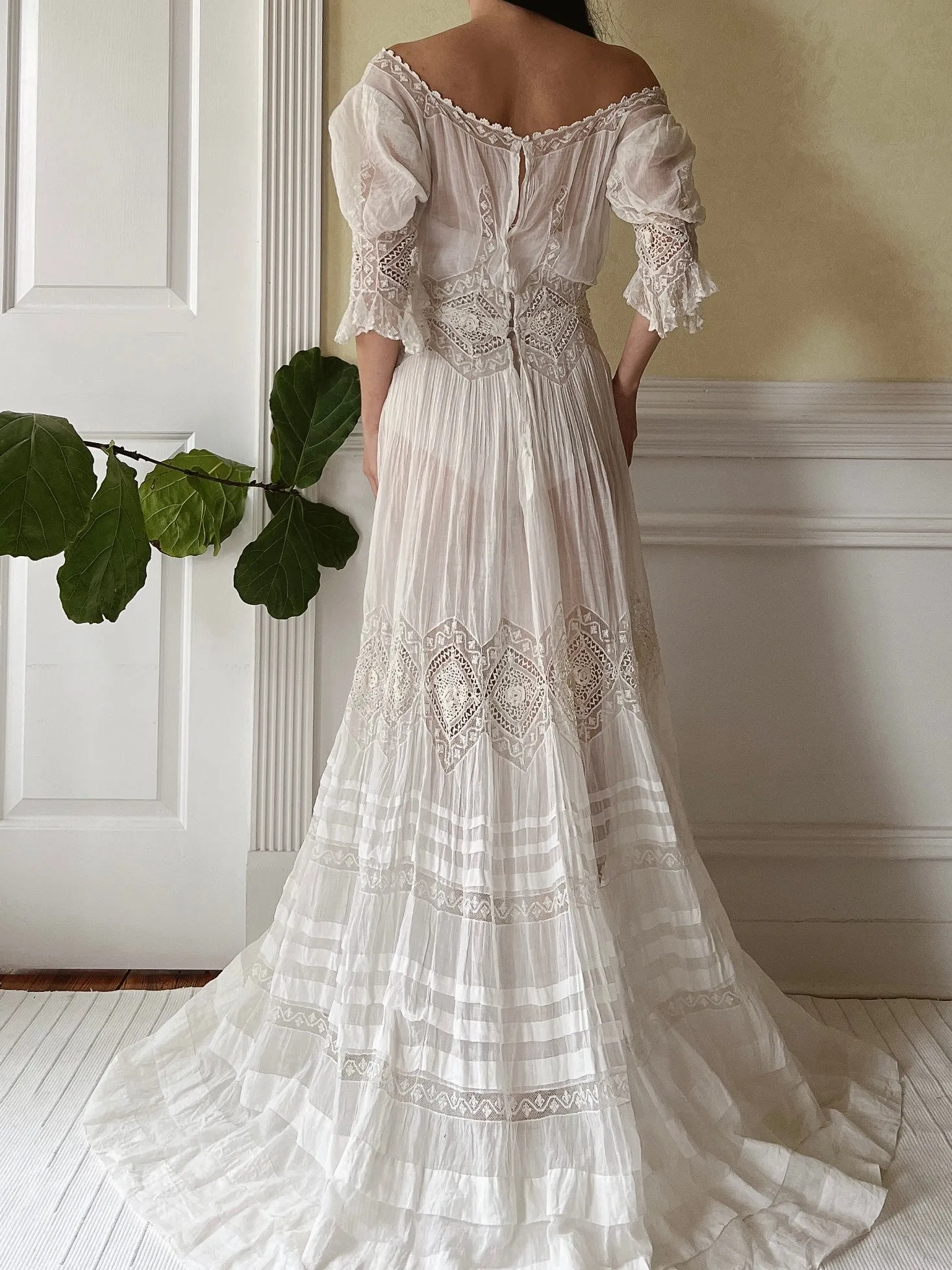 Antique Gibson Girl Cotton/Silk Gown - XS/S