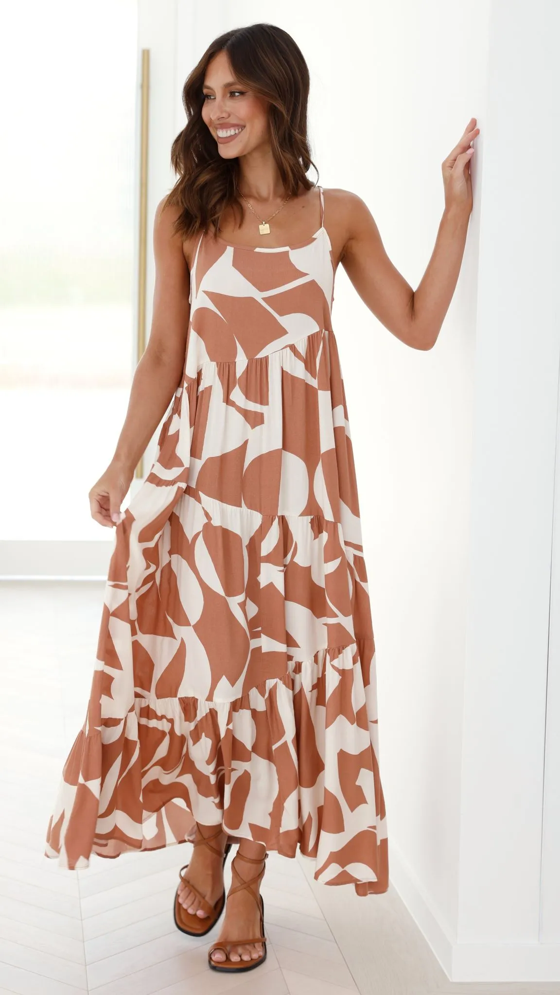Bandit Maxi Dress - Tan/White