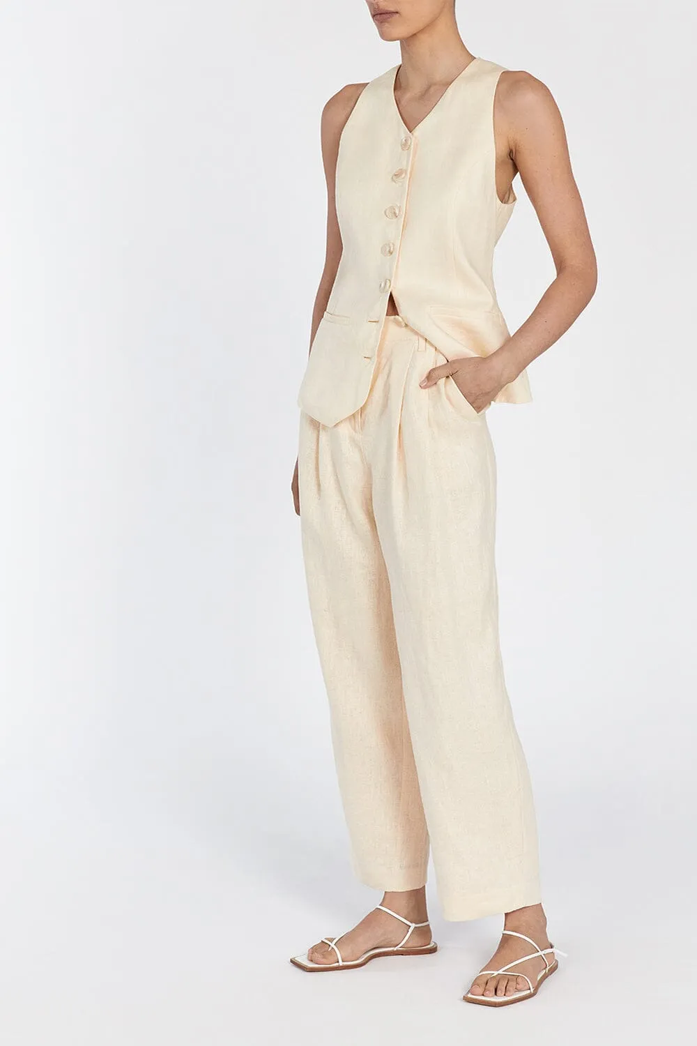 BILLY LEMON LINEN TAPERED PANT