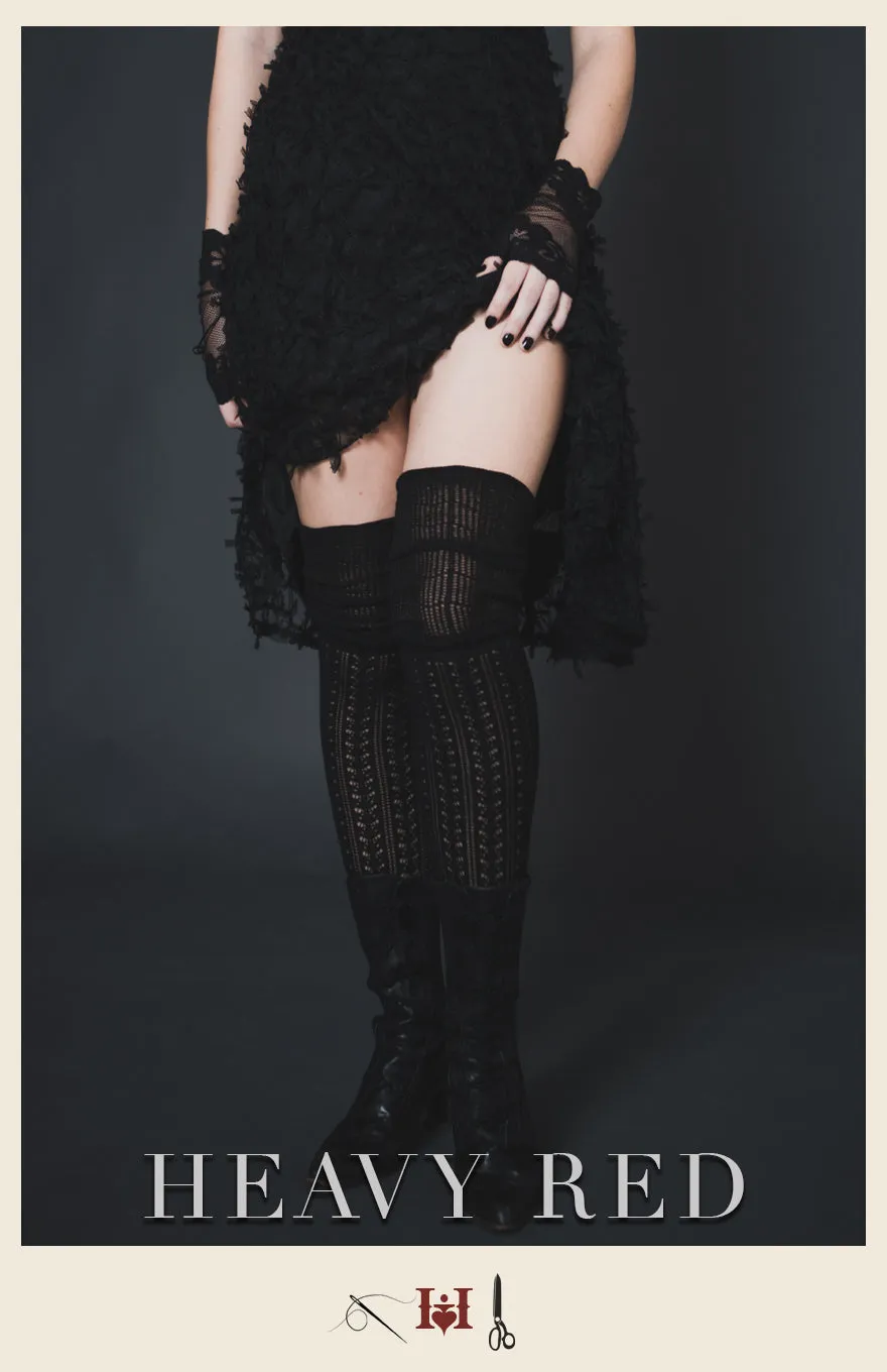 Black Crochet Thigh High Sweater Stockings