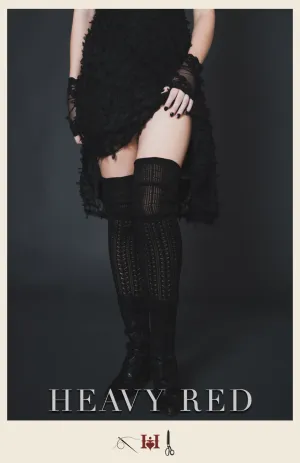 Black Crochet Thigh High Sweater Stockings