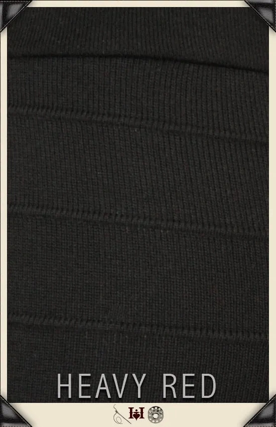 Black Rib Knit Zipper Skirt