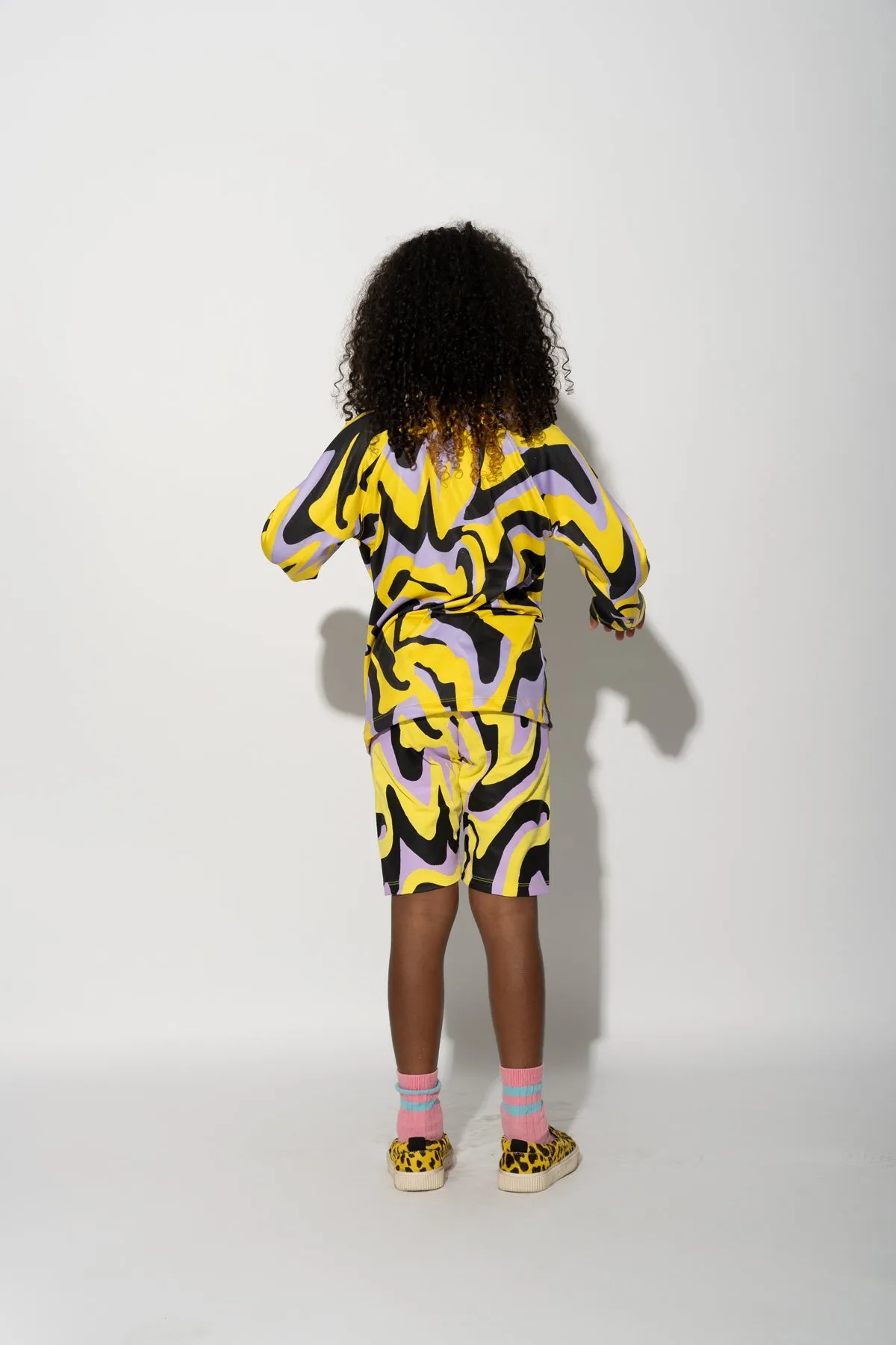 DARK WAVY PRINT LONG SLEEVE TOP