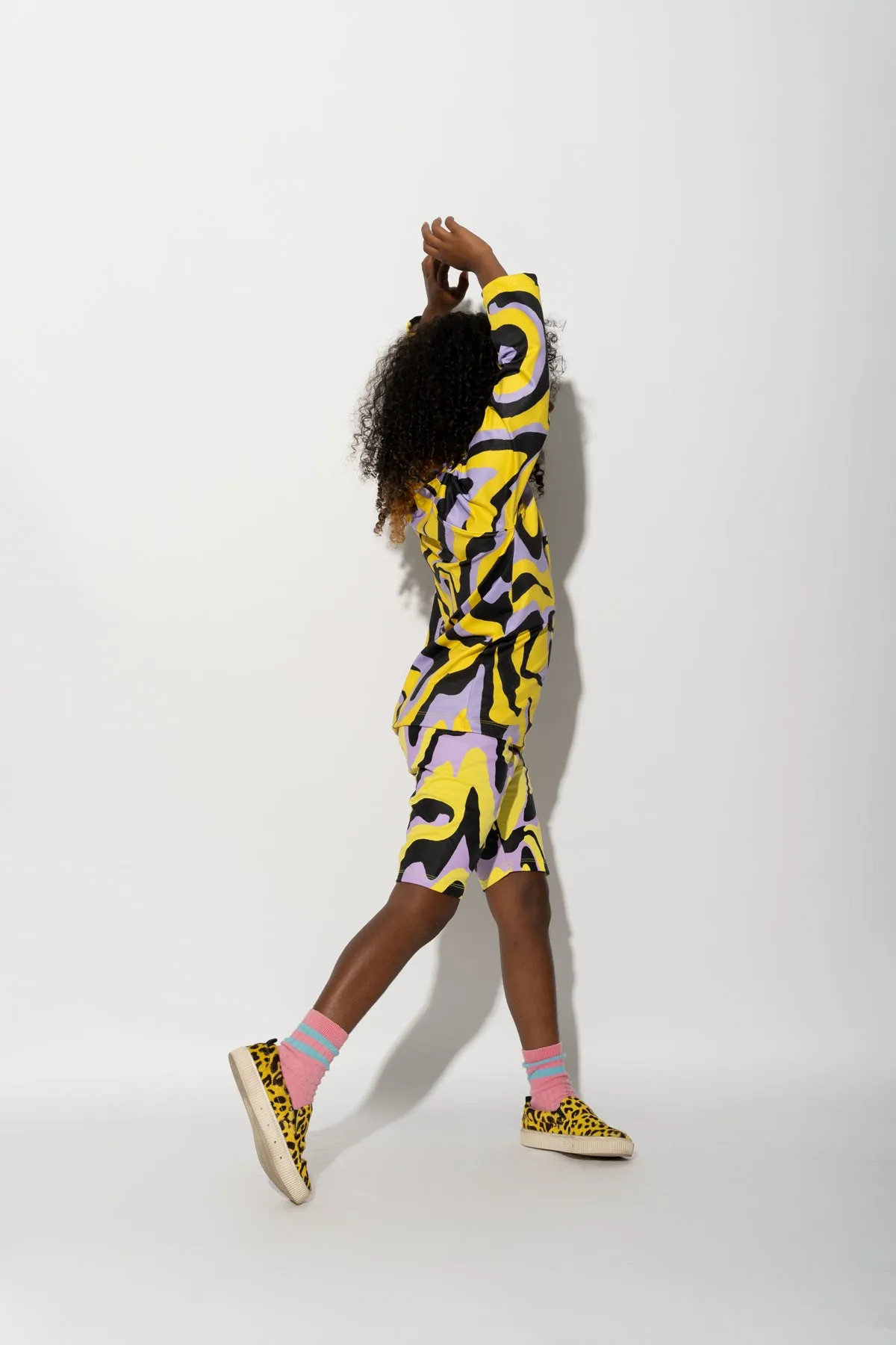 DARK WAVY PRINT LONG SLEEVE TOP