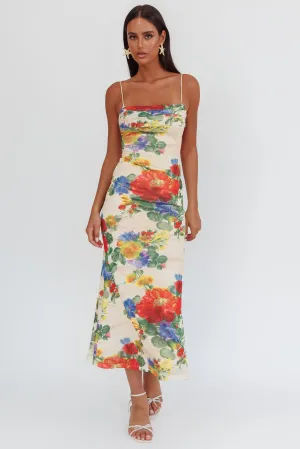 Days Ahead Mesh Overlay Maxi Dress Floral Pink