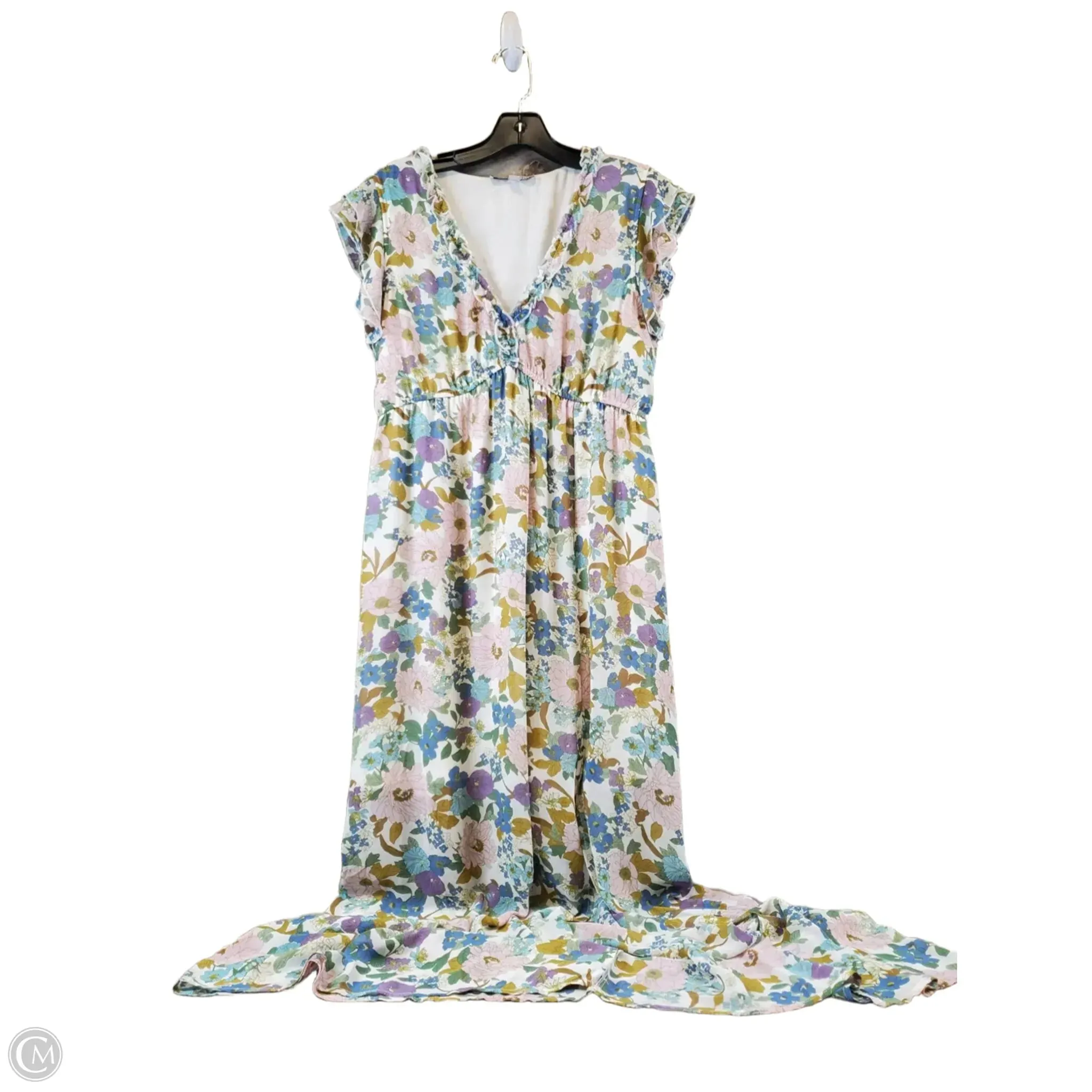 Dress Casual Maxi By Clothes Mentor In Green & Purple, Size: L