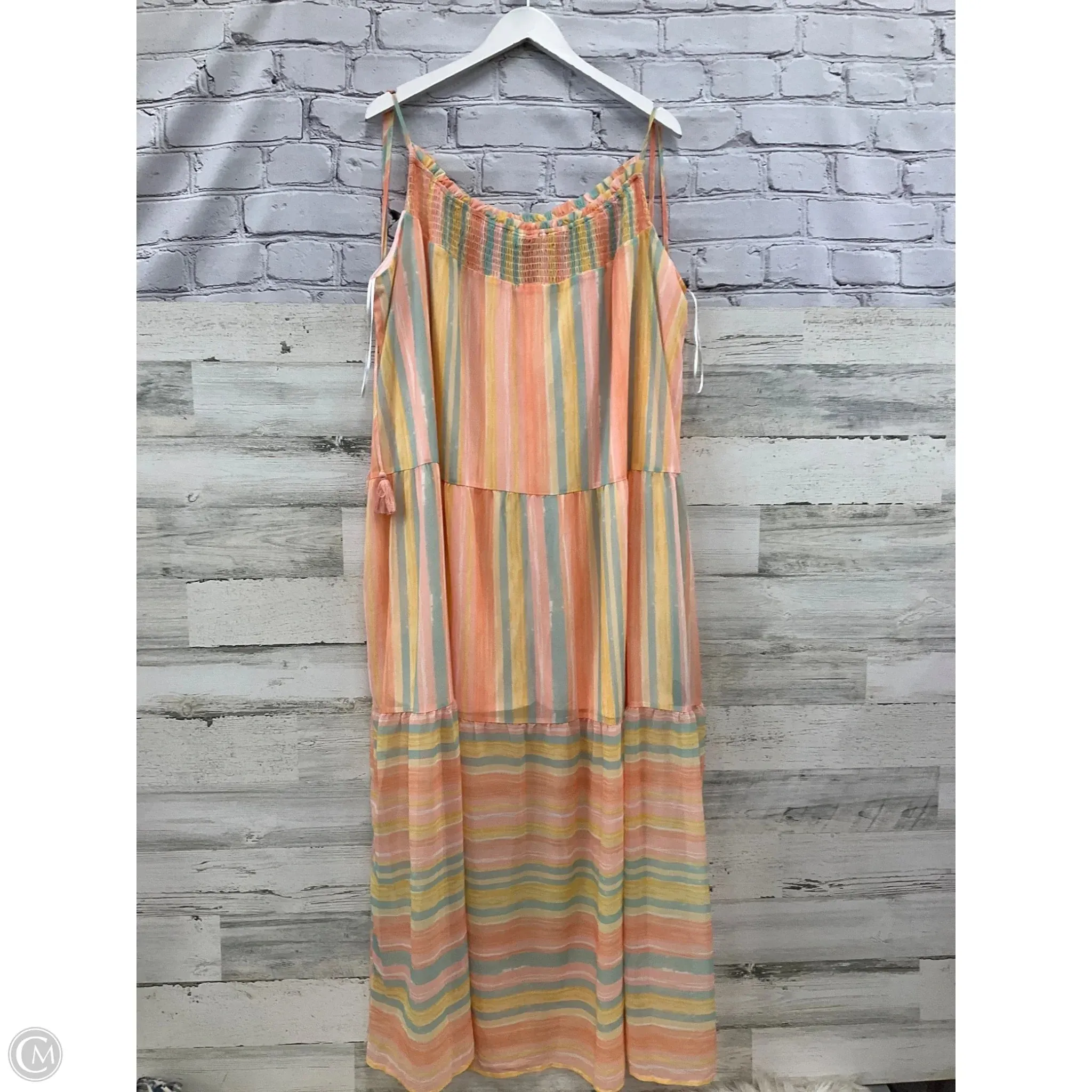 Dress Casual Maxi By Clothes Mentor In Orange & Yellow, Size: 3x