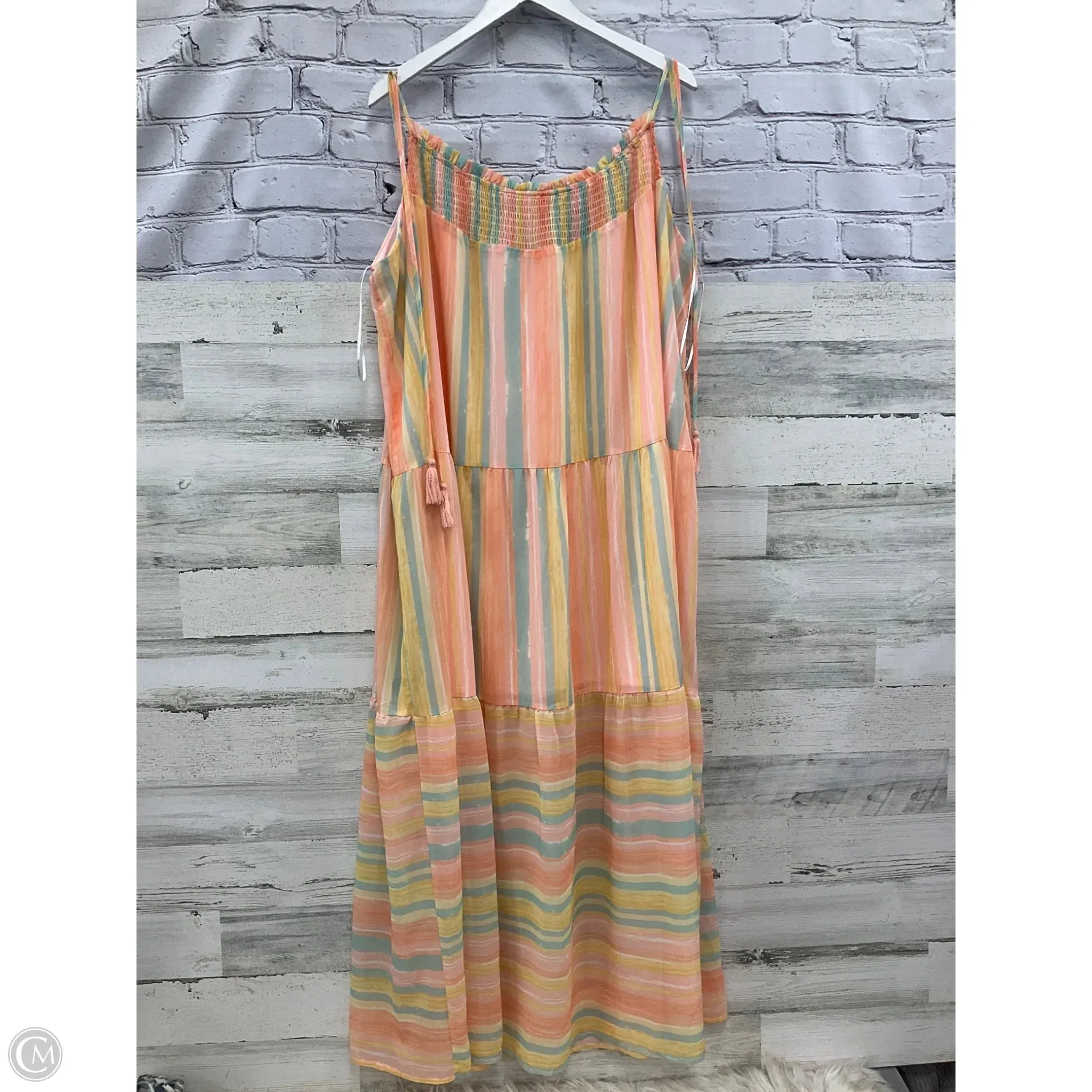 Dress Casual Maxi By Clothes Mentor In Orange & Yellow, Size: 3x