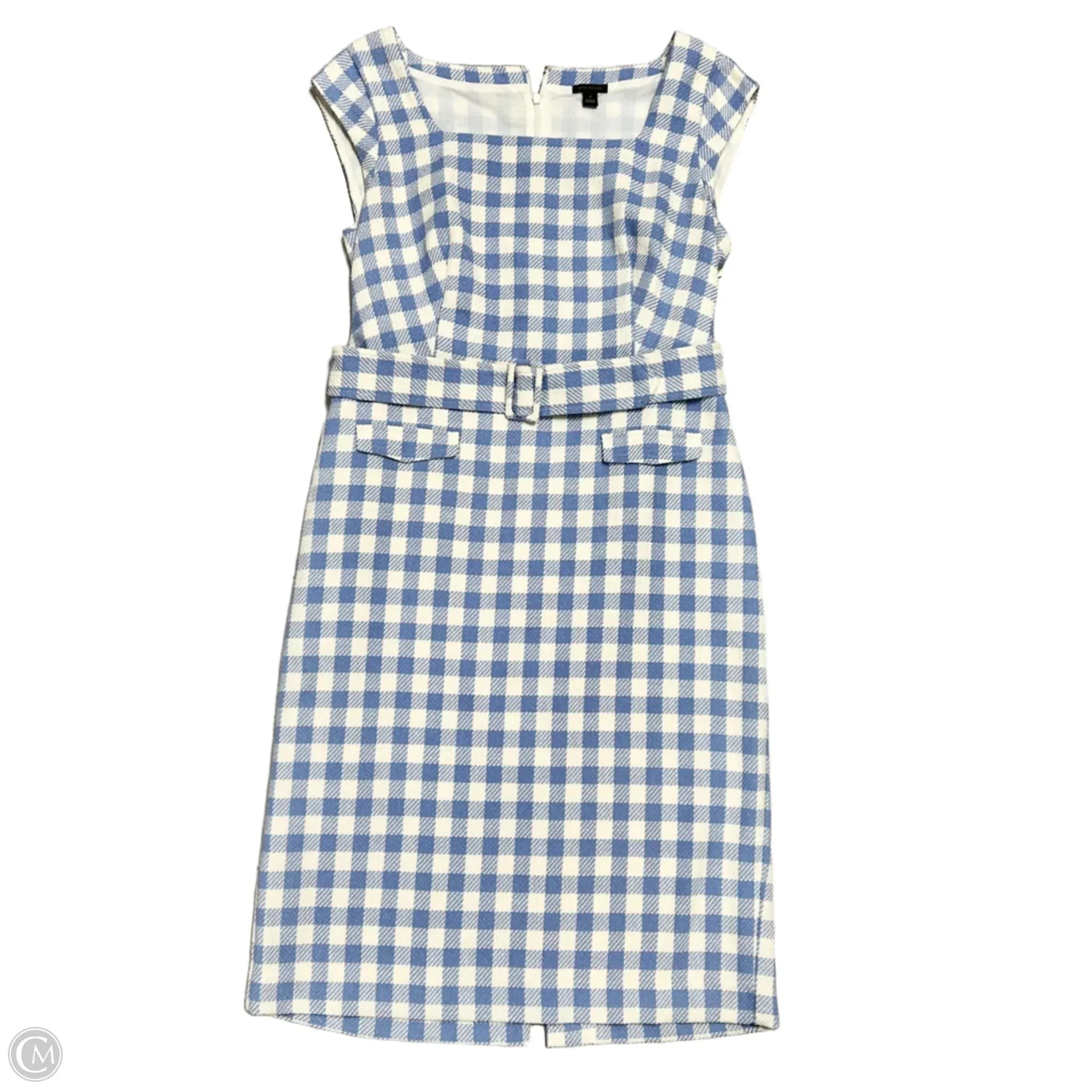 Dress Casual Midi By Ann Taylor In Blue & Cream, Size: M