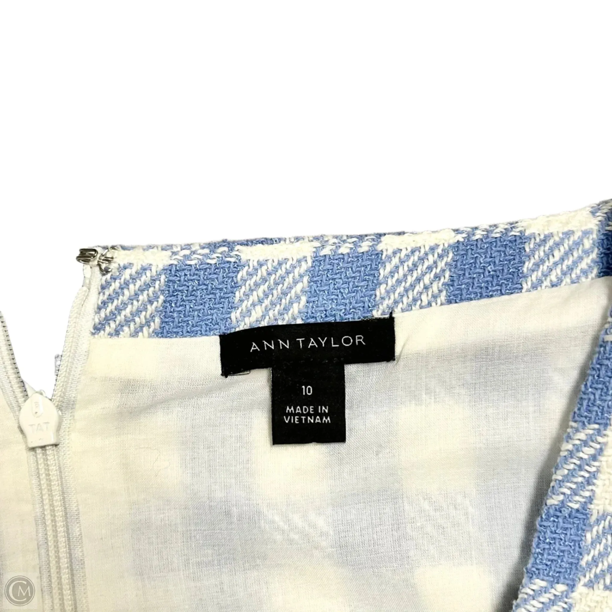 Dress Casual Midi By Ann Taylor In Blue & Cream, Size: M