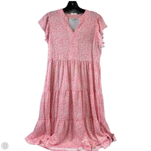 Dress Casual Midi By Clothes Mentor In Pink & White, Size: M