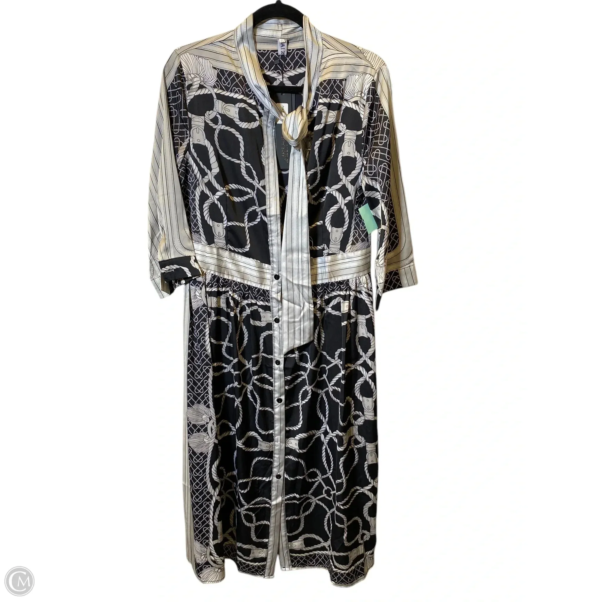 Dress Casual Midi By Cmc In Black & Grey, Size: Xl