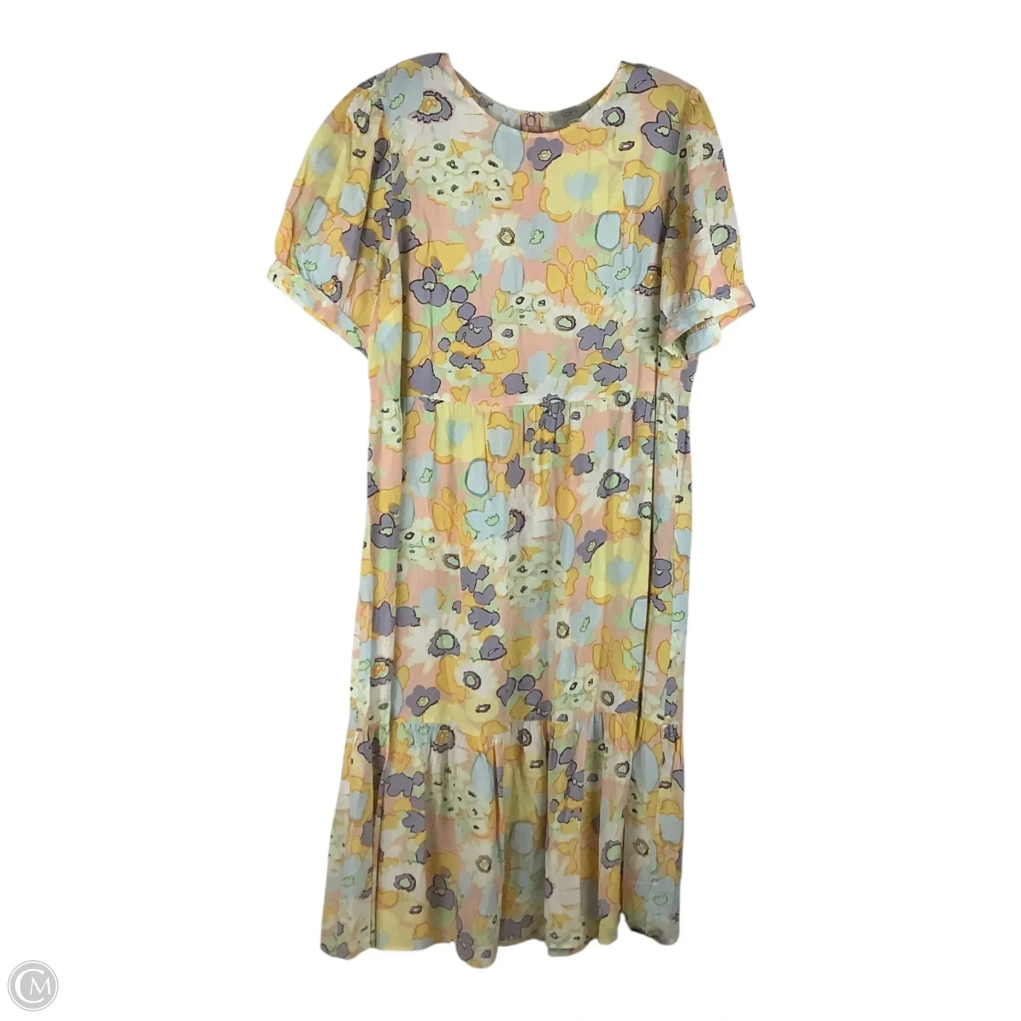 Dress Casual Midi By Loft In Floral Print, Size: 16
