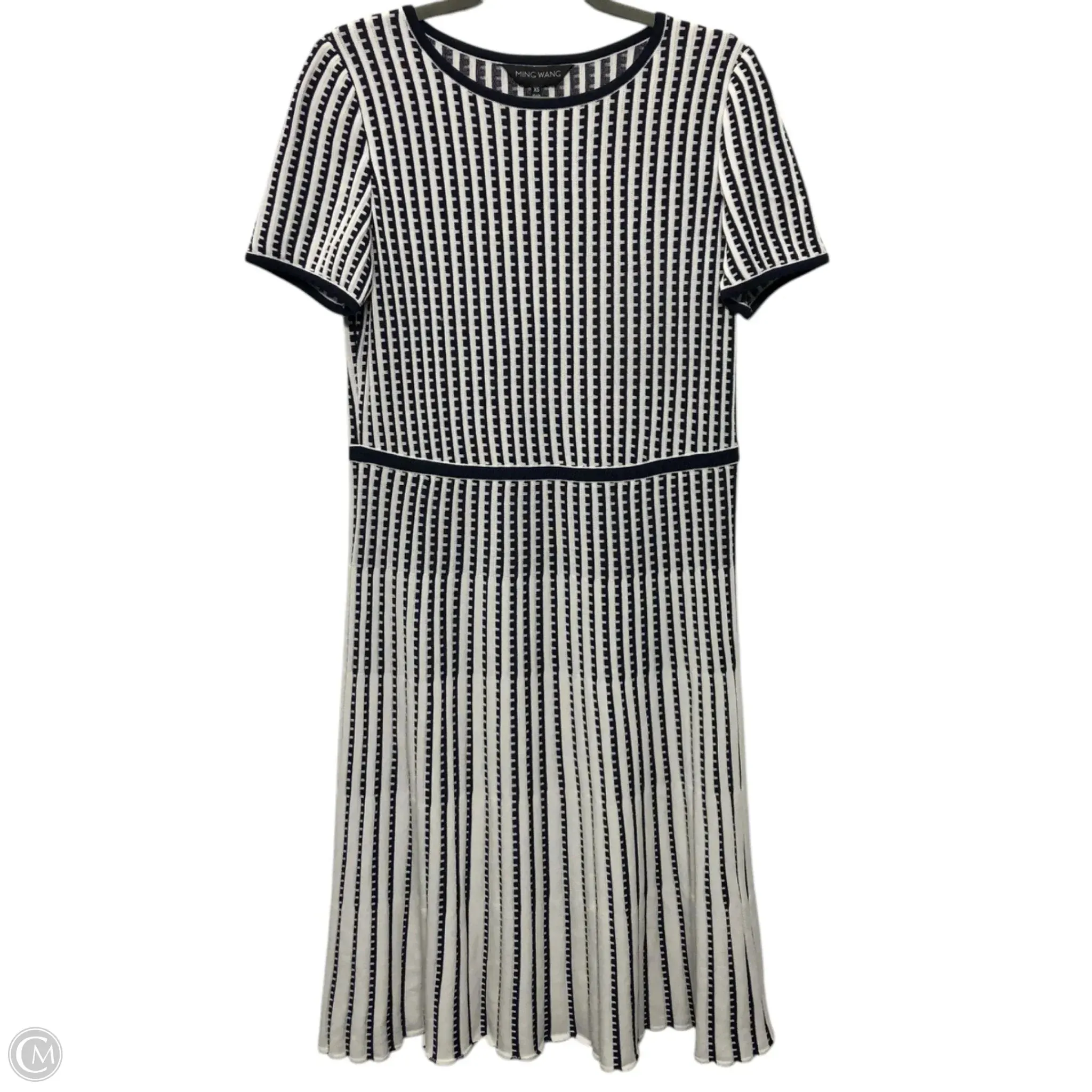 Dress Casual Midi By Ming Wang In Blue & White, Size: Xs