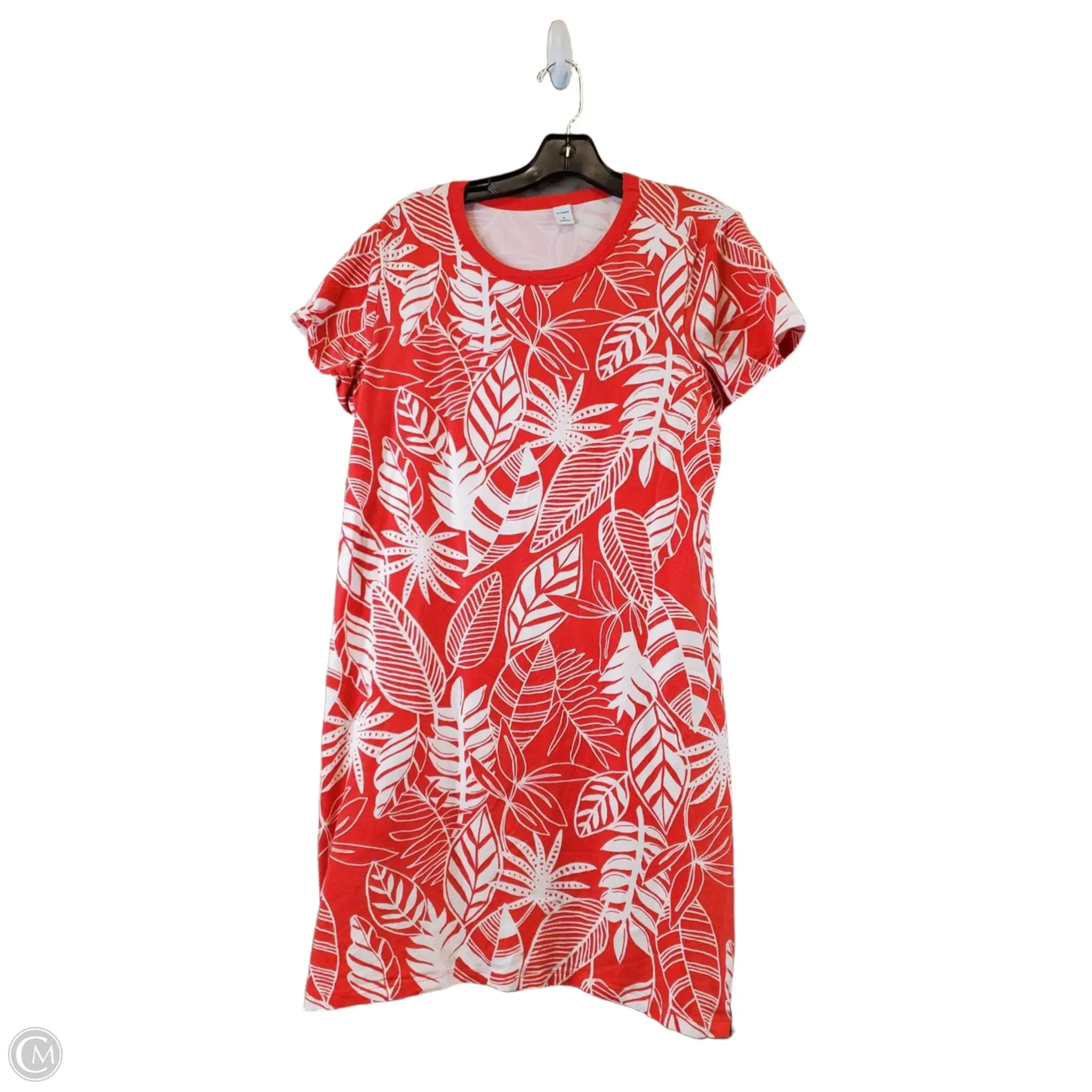 Dress Casual Midi By Old Navy In Orange & White, Size: Xl