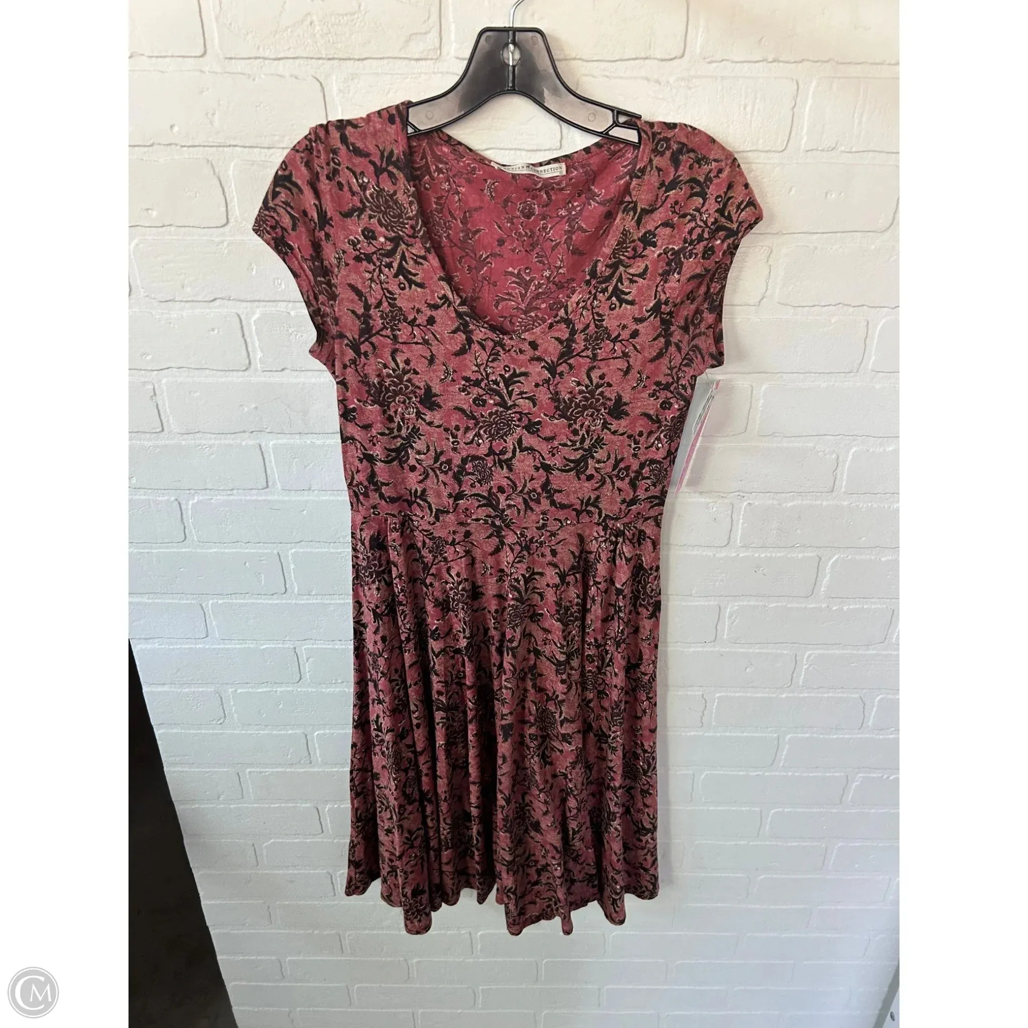 Dress Casual Midi By Peruvian Connection In Brown & Red, Size: Xs
