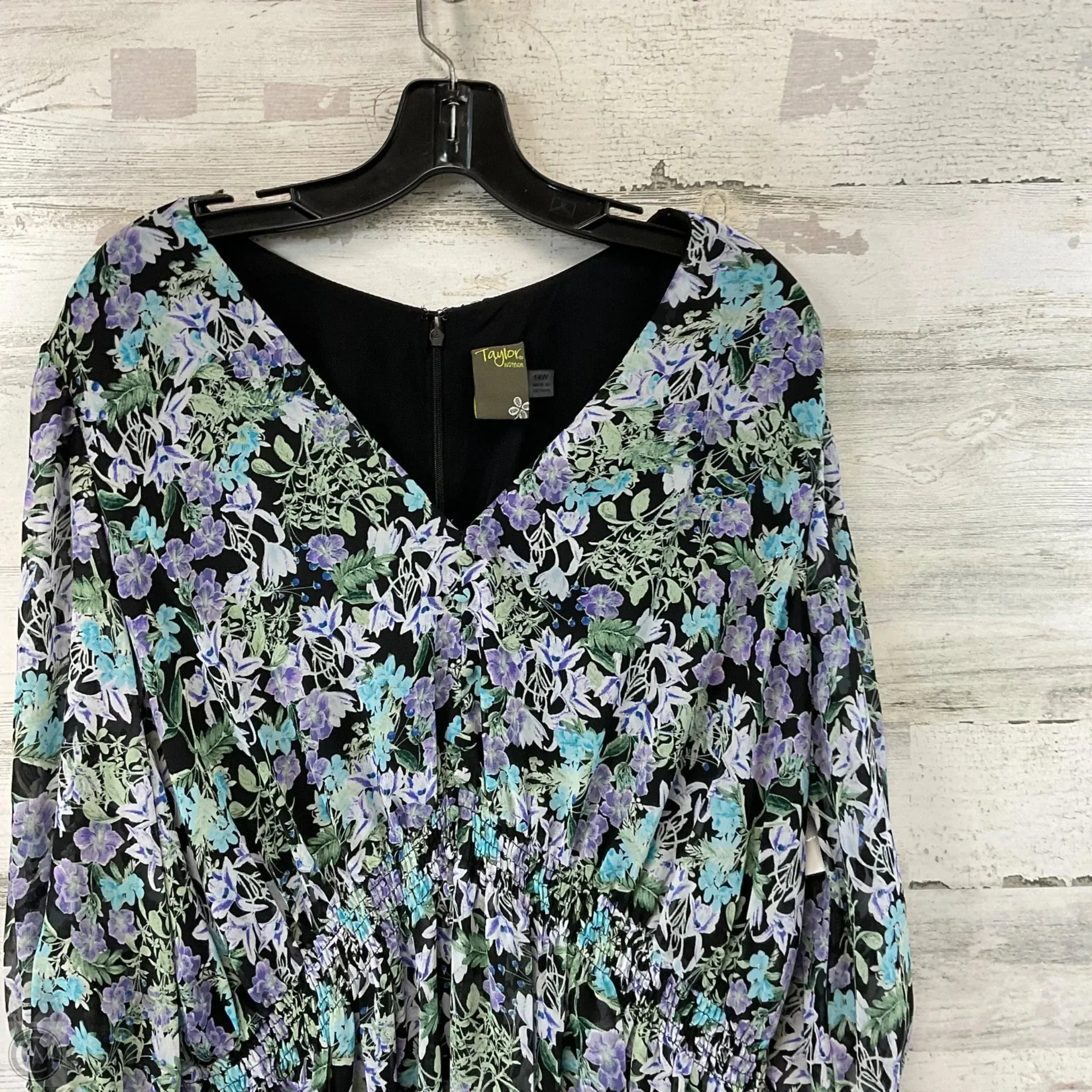Dress Casual Midi By Taylor In Black & Green, Size: L