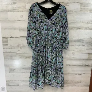 Dress Casual Midi By Taylor In Black & Green, Size: L