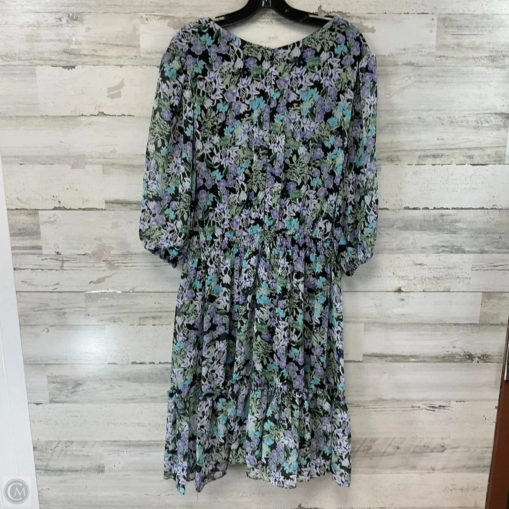 Dress Casual Midi By Taylor In Black & Green, Size: L