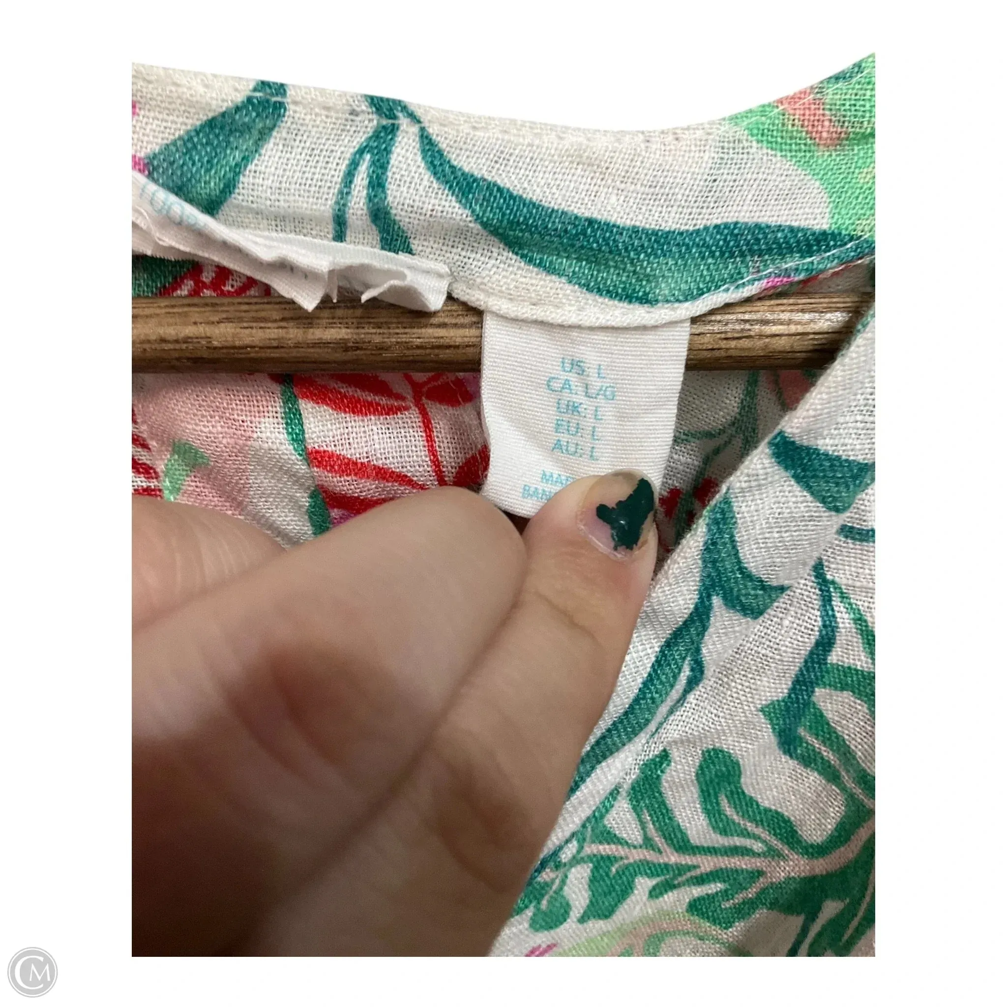 Dress Casual Short By Cynthia Rowley In Green & White, Size: L