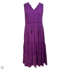 Embroidered Gauze Tiered Dress Casual Maxi By Calme In Purple, Size: M
