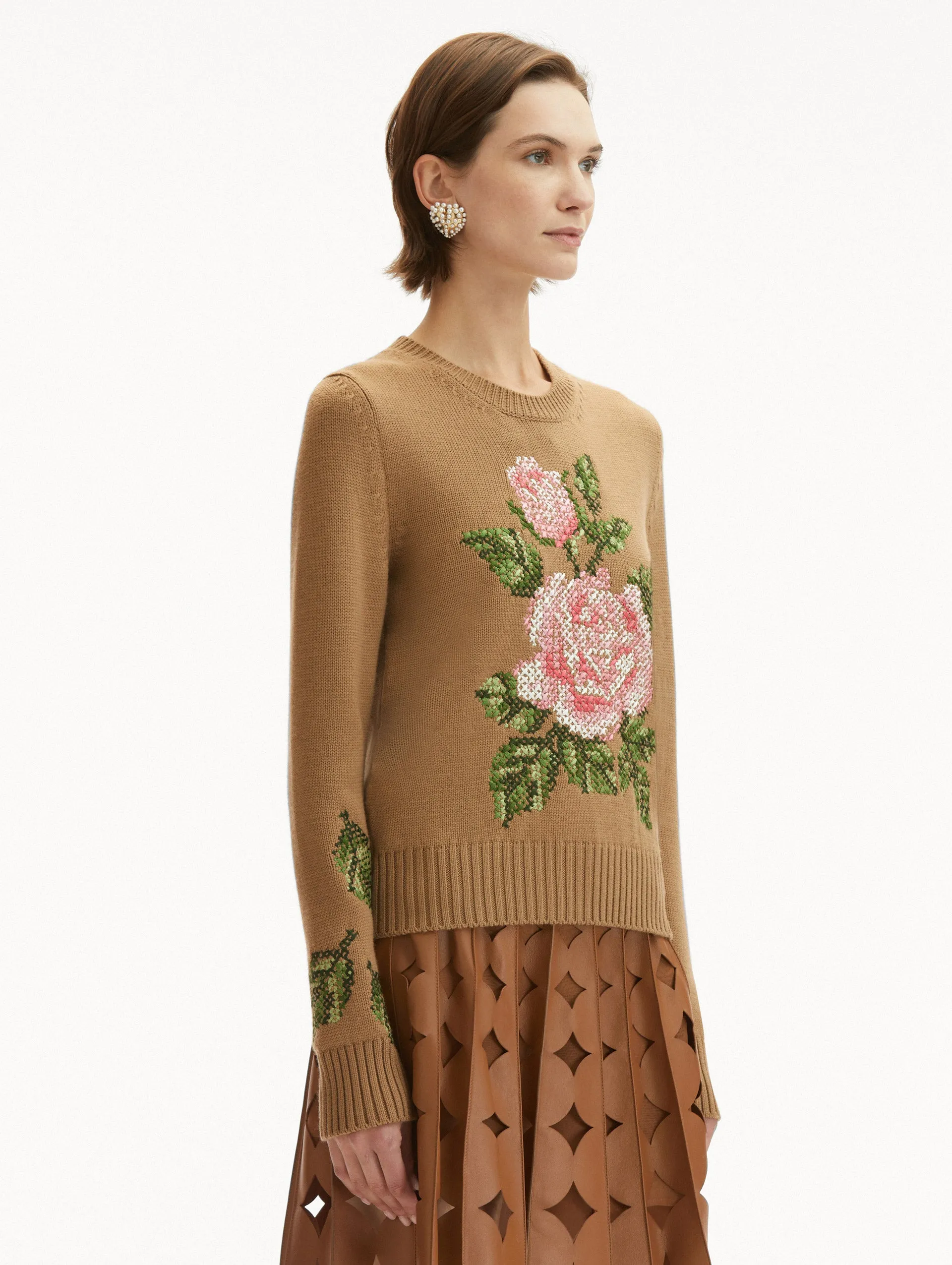 English Rose Cross Stich Pullover