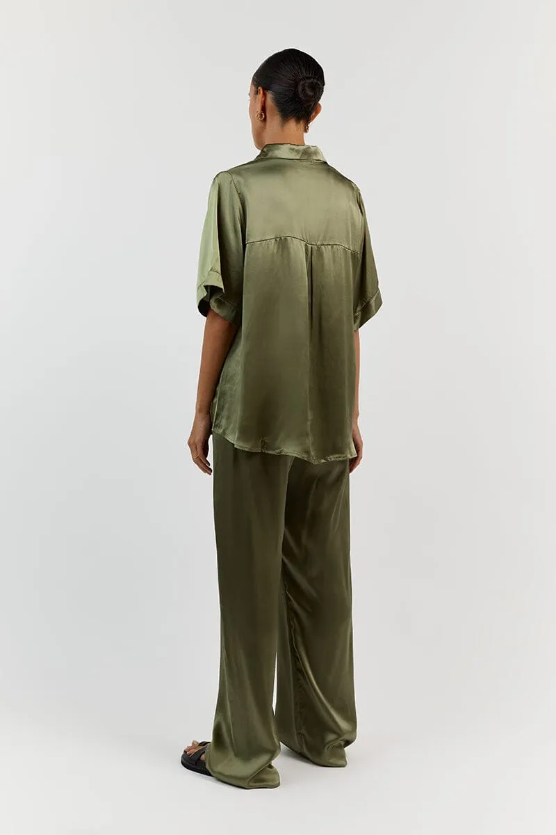 EVANS OLIVE SILK PANT