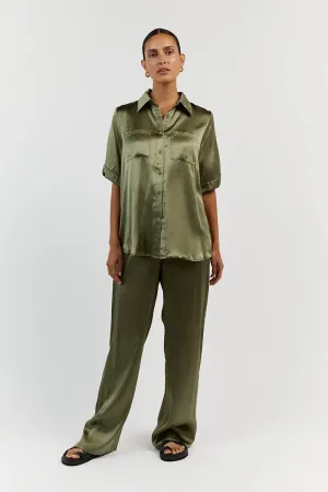 EVANS OLIVE SILK PANT