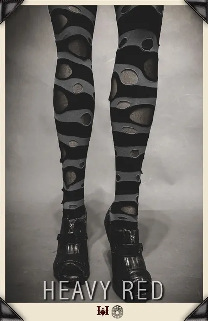 Evil Deeds G/B Stripe Ripped Thigh-Highs