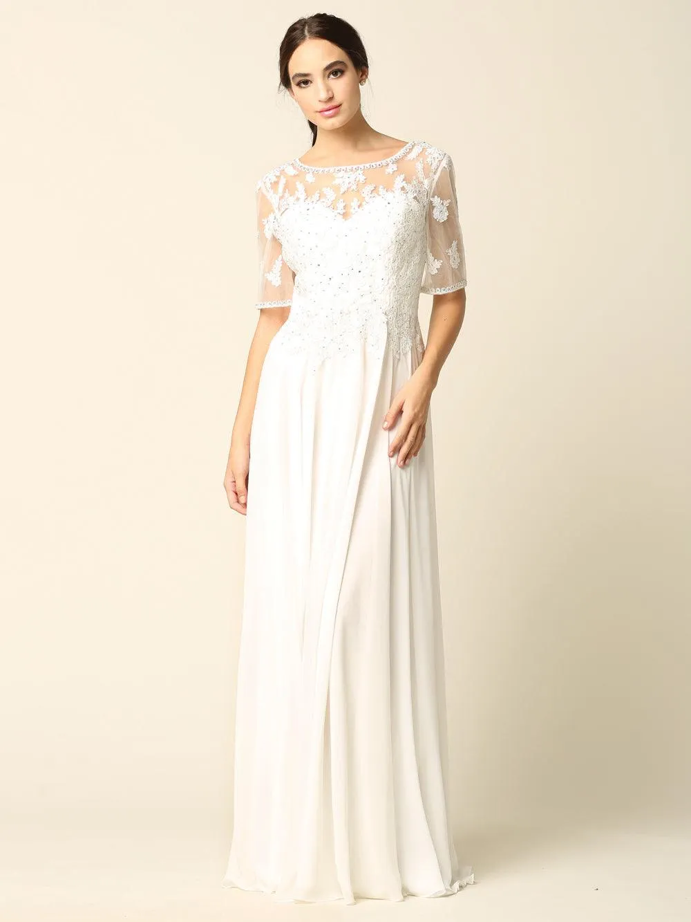 Formal Mother of the Bride Long Lace Chiffon Dress