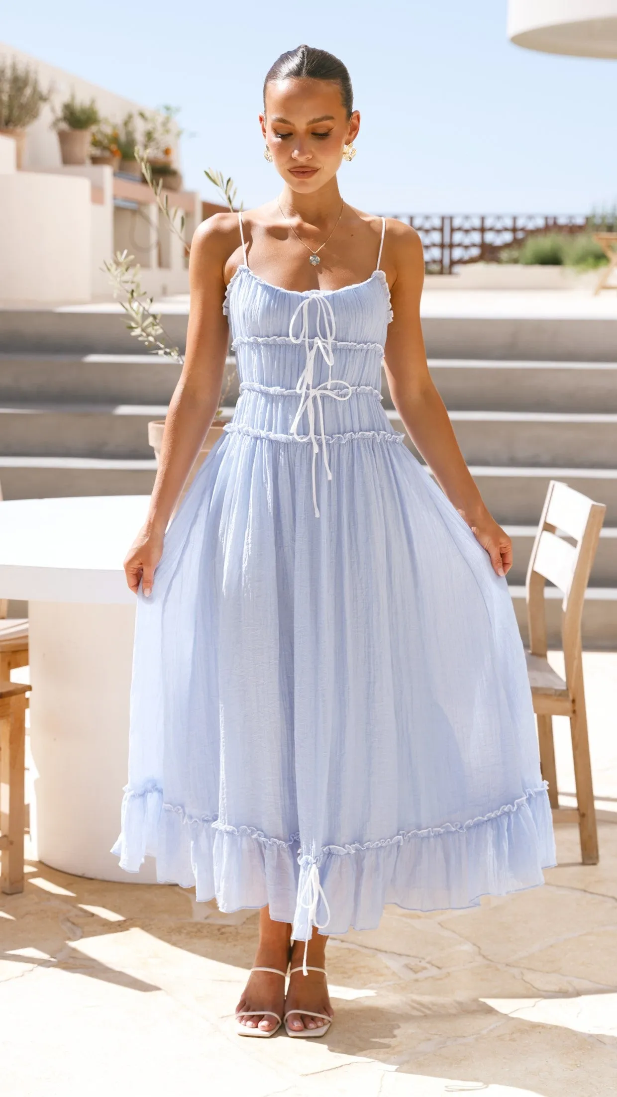 Halo Maxi Dress - Blue / White