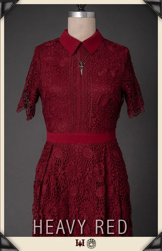 Hidden Impropriety Rouge Lace Dress