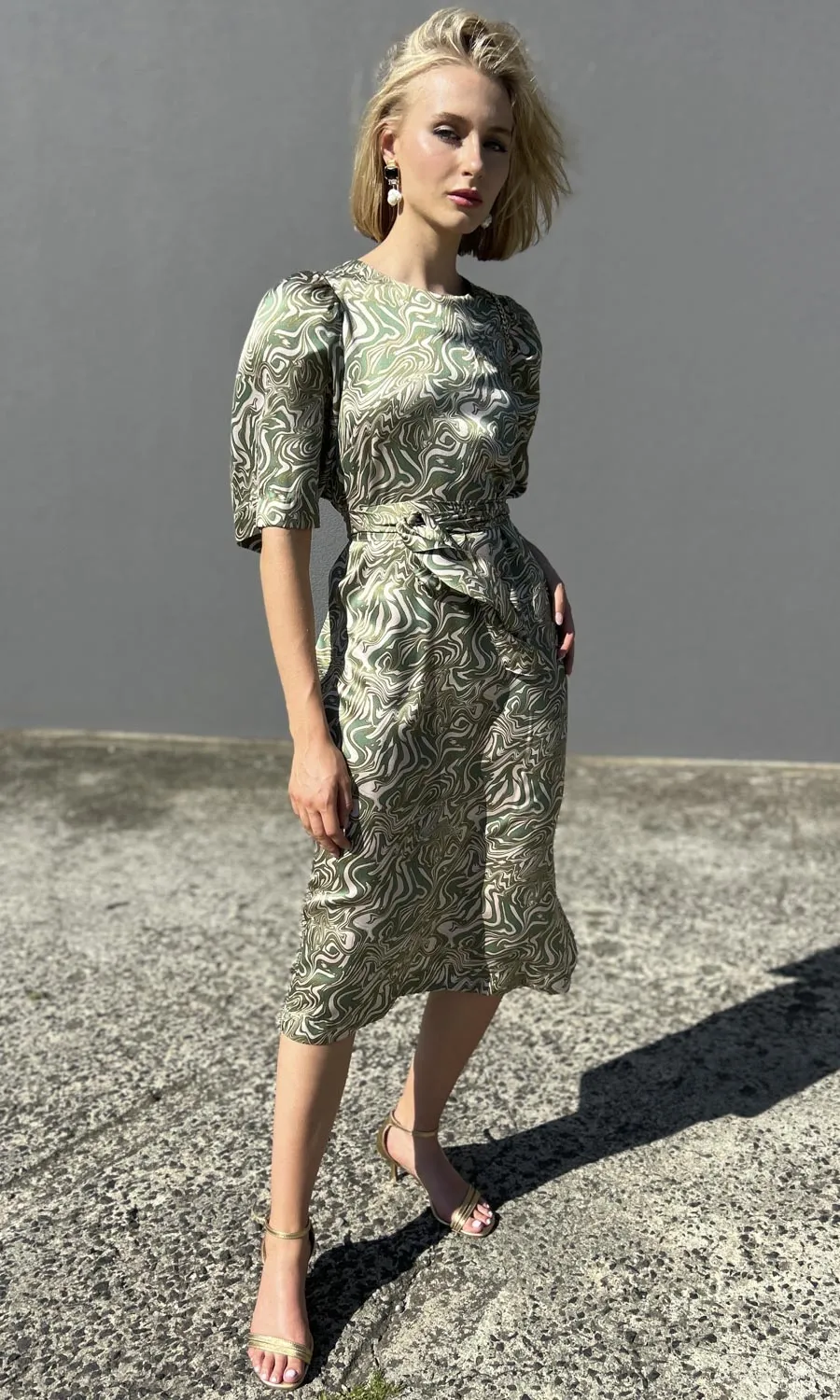 hoss Babylon Silk Dress - Green Swirl