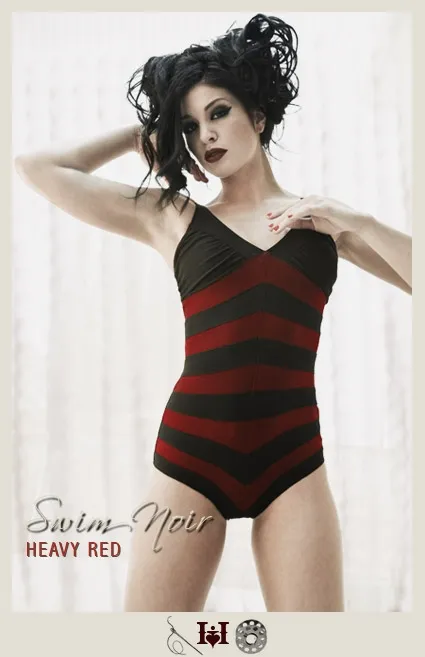Insidious Temptation - One Piece Red/Black Vintage Bathing Suit