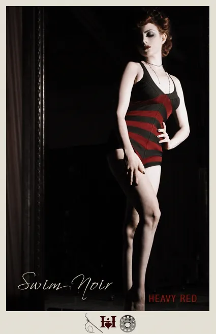 Insidious Temptation - One Piece Red/Black Vintage Bathing Suit