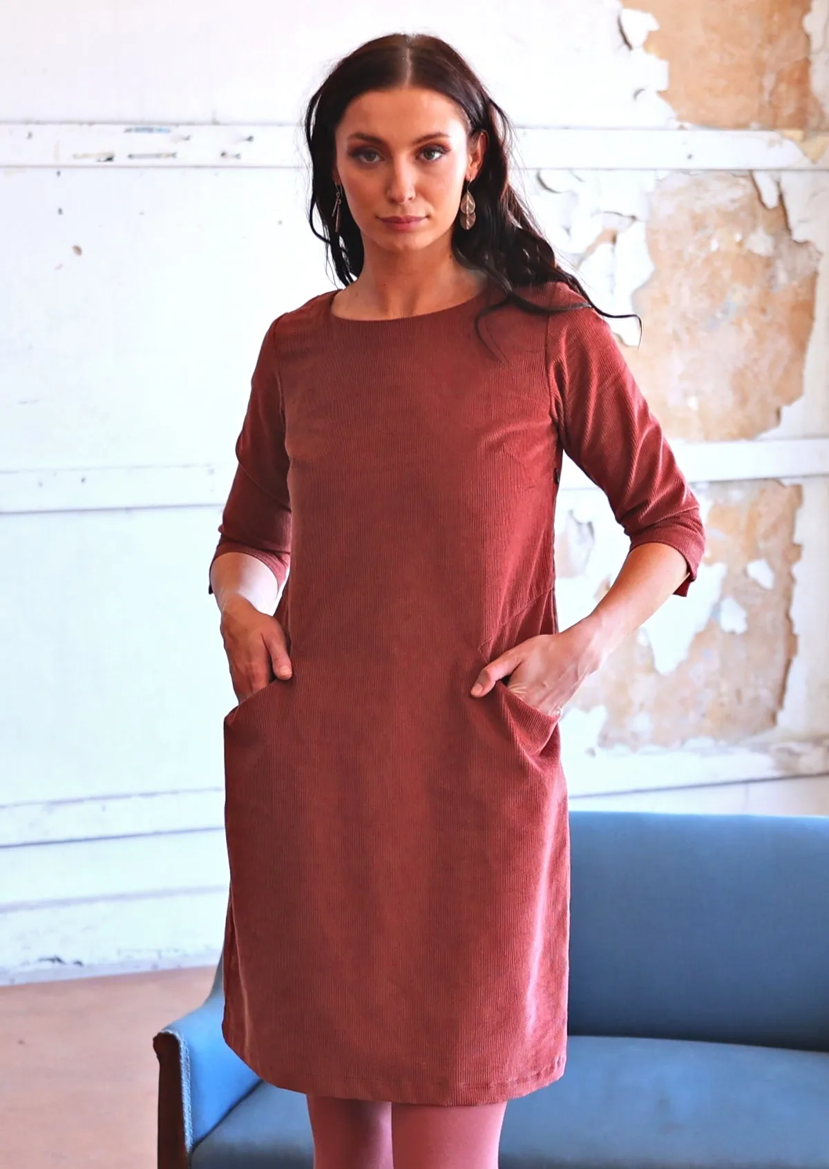 Jamie Corduroy Dress Burnt Henna