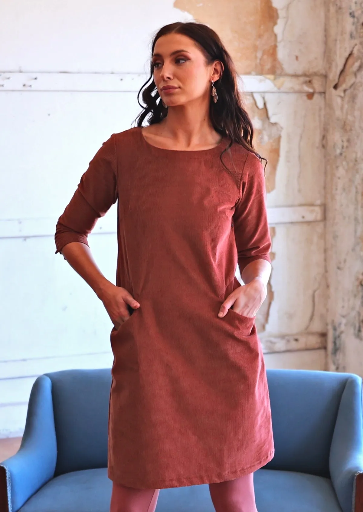 Jamie Corduroy Dress Burnt Henna