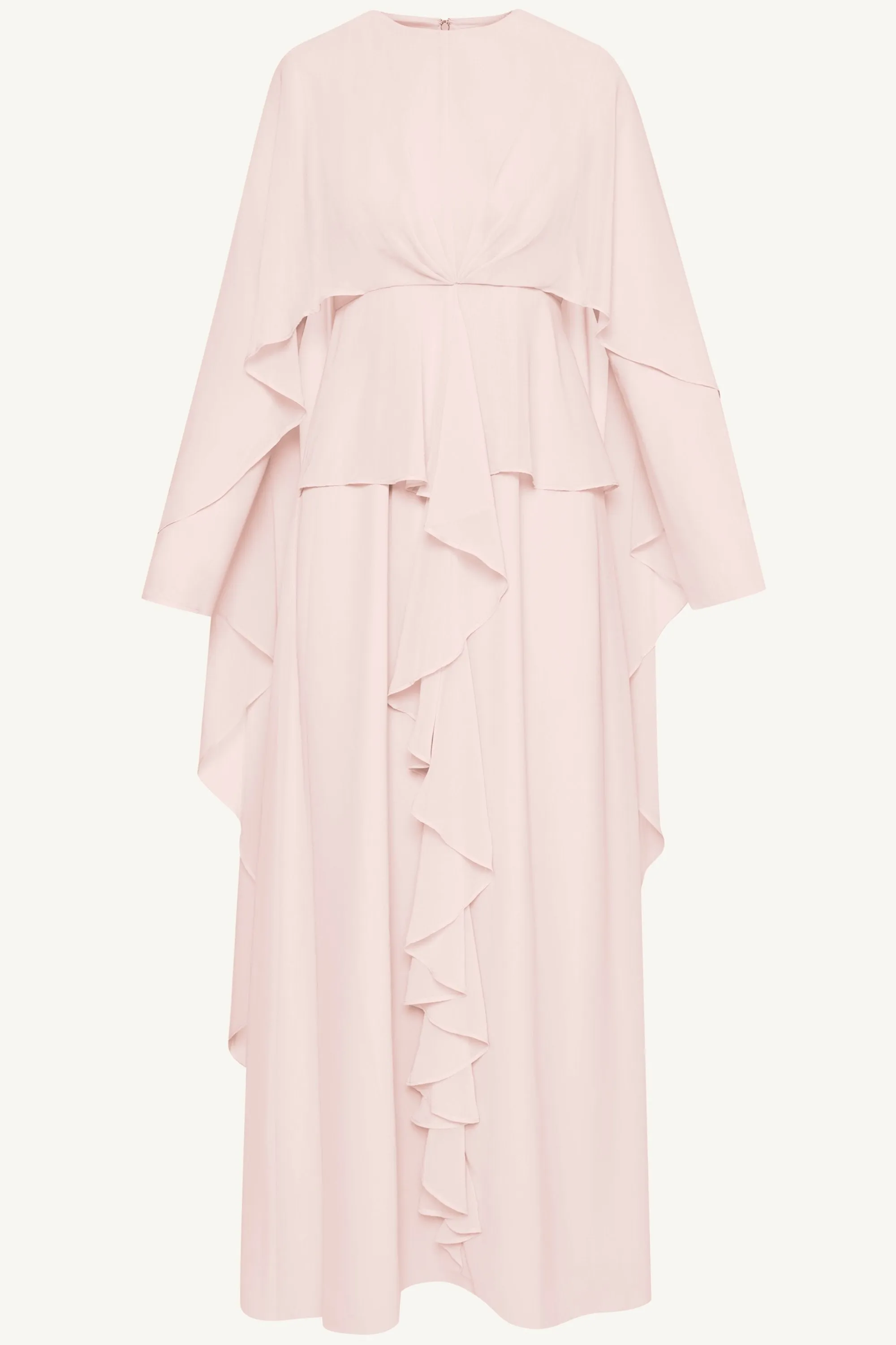 Jeanette Cascade Cape Maxi Dress - Pearl