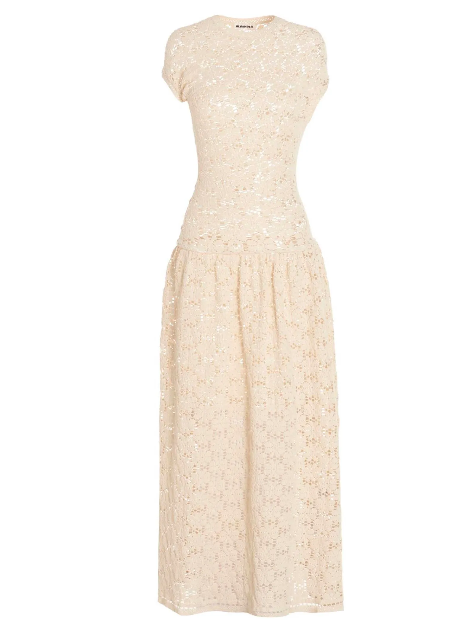 Jil Sander Lace-Detailed Short-Sleeved Maxi Dress